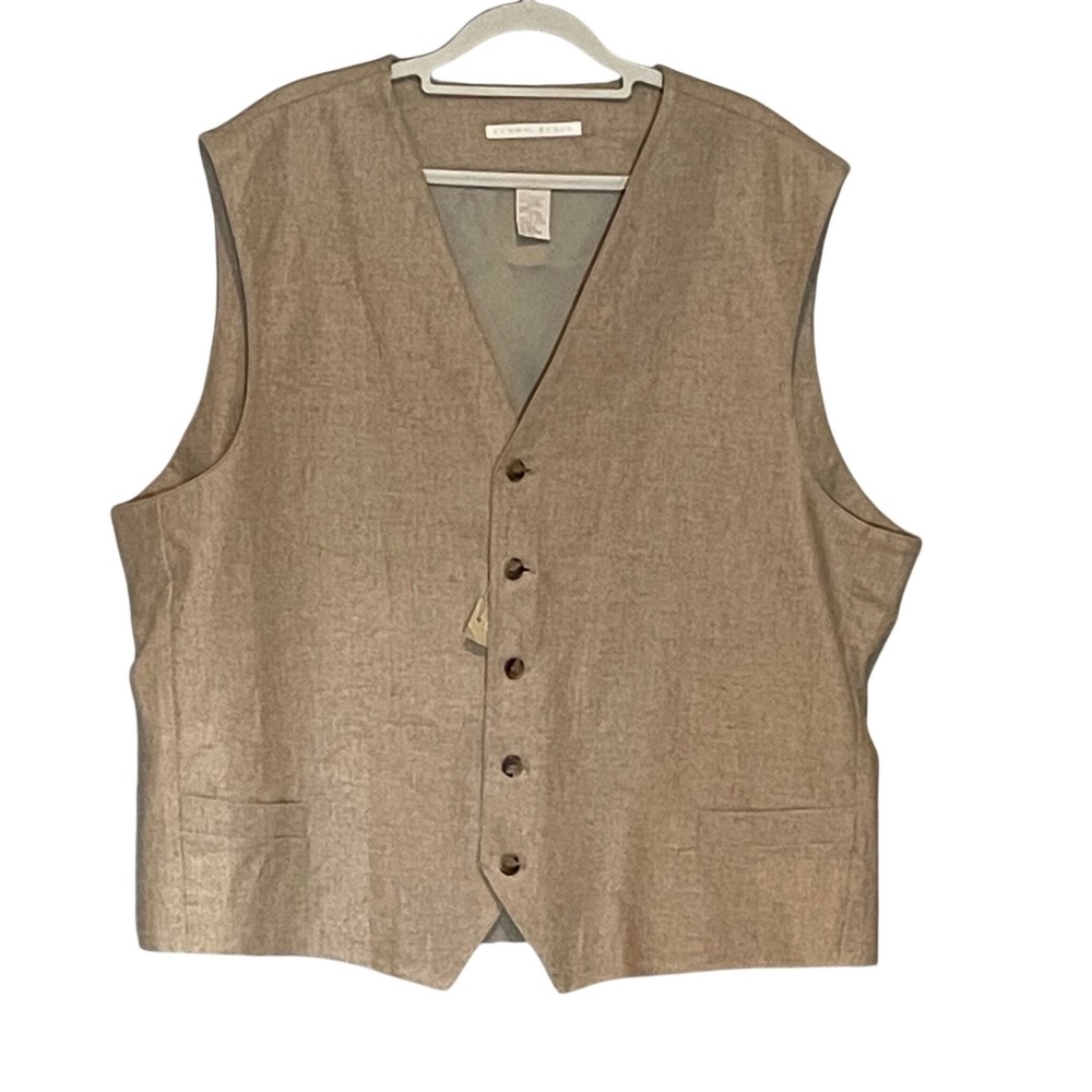 Perry Ellis Mens XL Linen Blend Button Front Vest Tan Beige V-Neck Dark
Academia